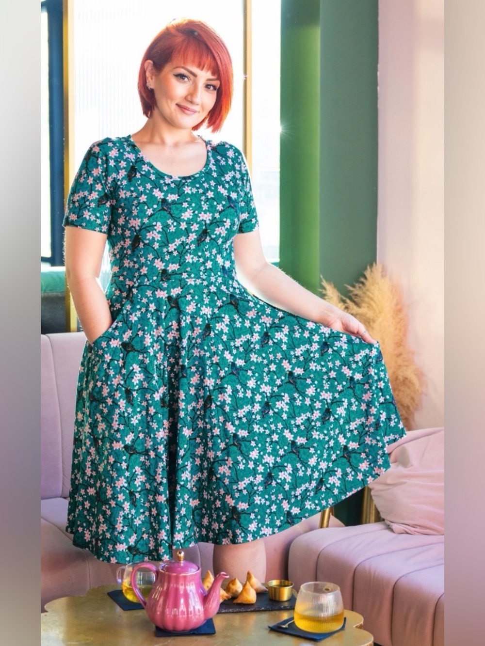 Svaha Sakura Starlings Twirl Dress with Pockets Plus Size 5X